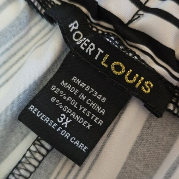 Robert Louis Women's Black White Striped Wide Leg Pants Size 3X Pull On NEW - Picture 9 of 12